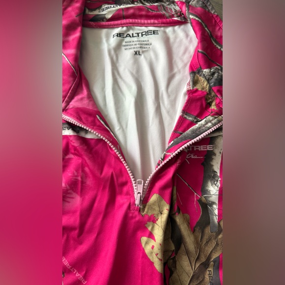 Realtree Women's 1/4 Zip Pullover Shirt Camo Thumbholes Long Sleeve Pink Size XL - Picture 12 of 16